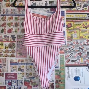 Forever 21 Red & White Striped Bathing Suit